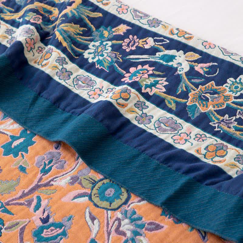 Couette en gaze de coton bleue à motif floral - image 4