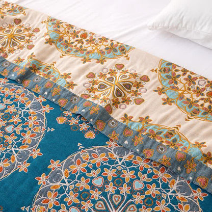 Couette vintage exotique en gaze de coton à motif floral - image 4