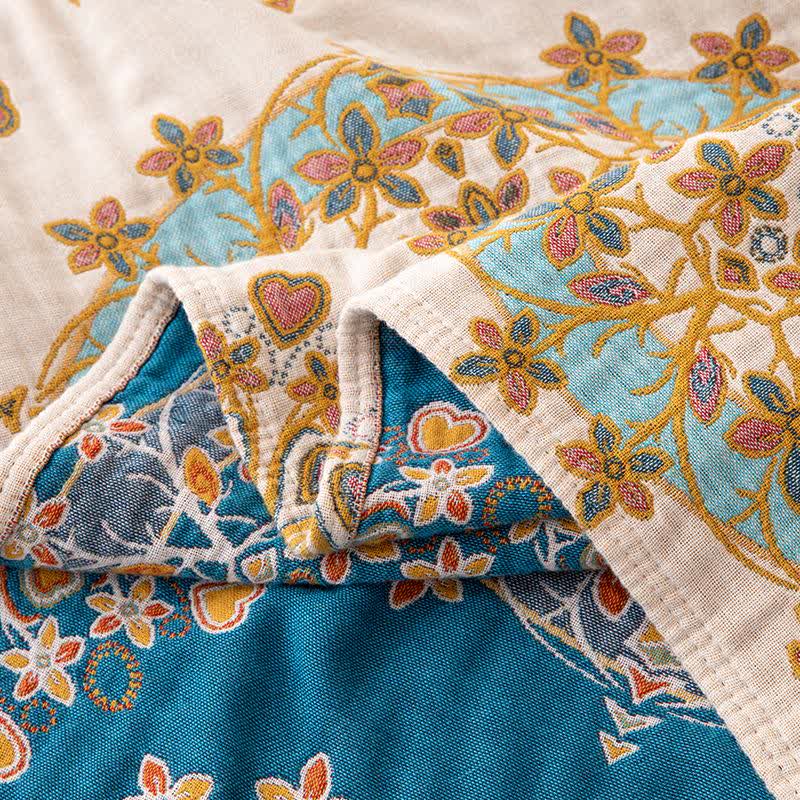 Couette vintage exotique en gaze de coton à motif floral - image 5