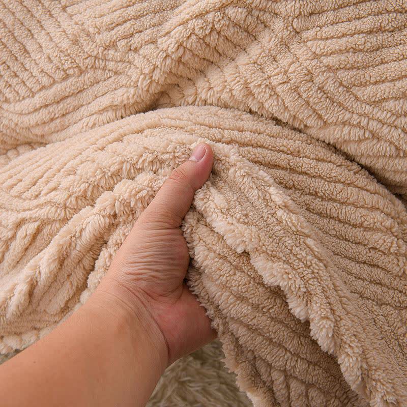 Couverture en peluche Sherpa à rayures jacquard ondulées - image 2