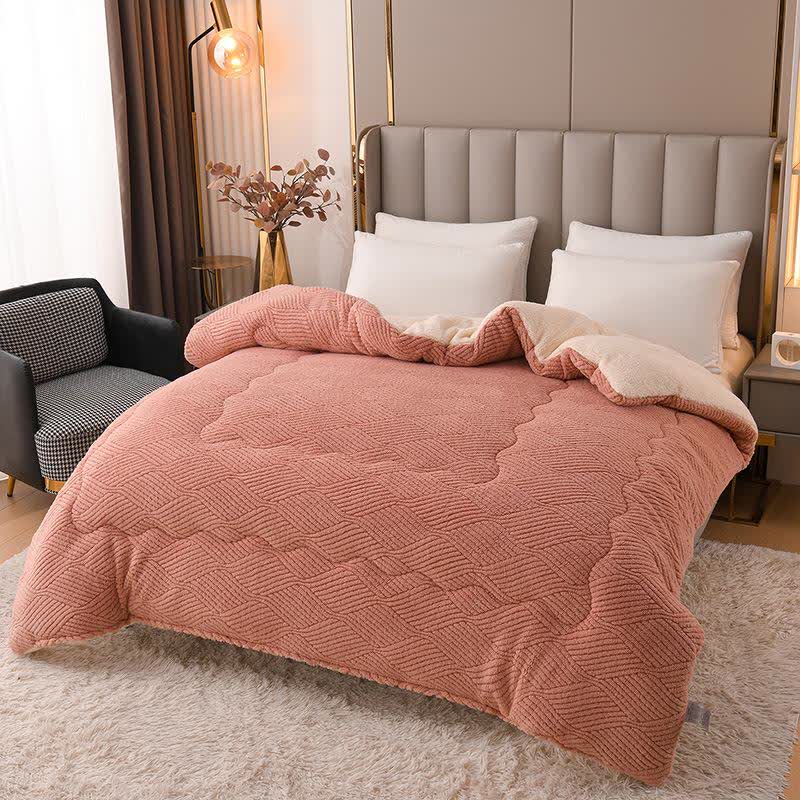 Couverture en peluche Sherpa à rayures jacquard ondulées - pâte de haricots rouges - 220 cm x 240 cm - image 9