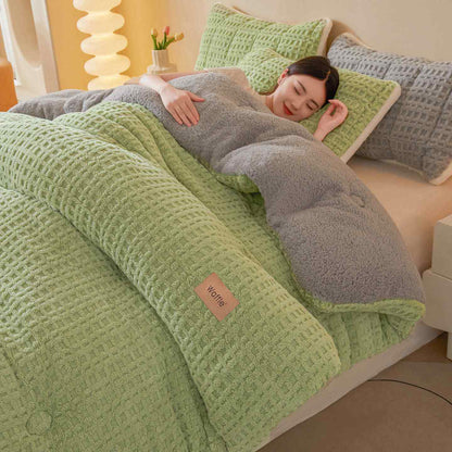 Couverture chaude en peluche en jacquard gaufré - Vert - 200 cm x 230 cm - image 10