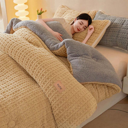 Couverture chaude en peluche en jacquard gaufré - Kaki - 200 cm x 230 cm - image 12