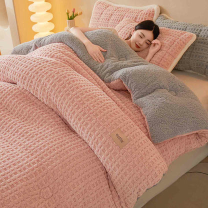 Couverture chaude en peluche en jacquard gaufré - Rose - 200 cm x 230 cm - image 9