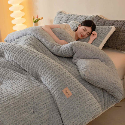 Couverture chaude en peluche en jacquard gaufré - Gris - 200 cm x 230 cm - image 11
