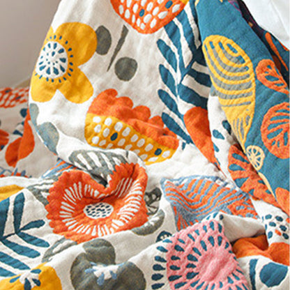 Couette en coton orange Ownkoti à motif floral de dessin animé