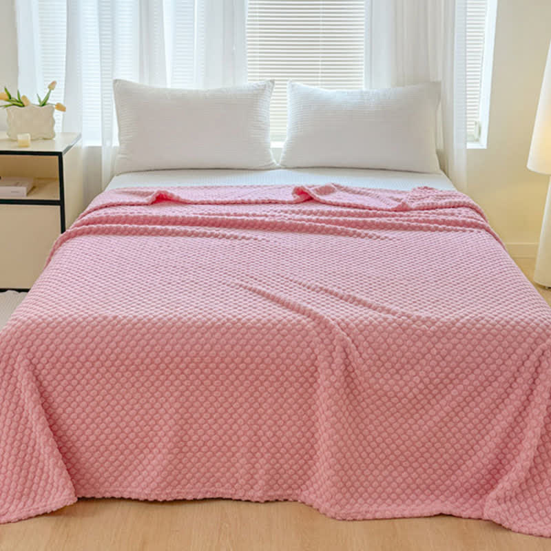 Couverture chaude en jacquard à pois - Rose - 200 cm x 230 cm - image 7