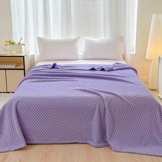 Couverture chaude en jacquard à pois - Violet - 200 cm x 230 cm - image 0