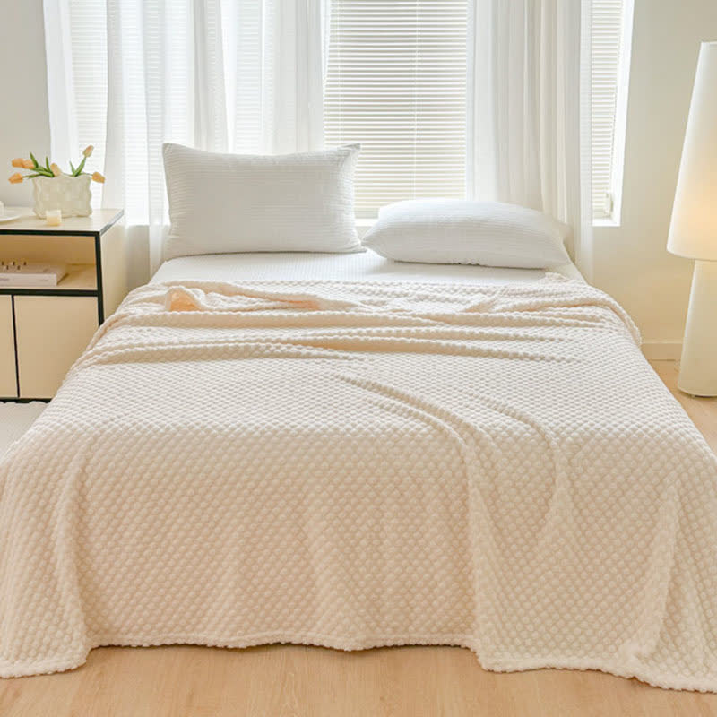 Couverture chaude en jacquard à pois - Beige - 200 cm x 230 cm - image 12