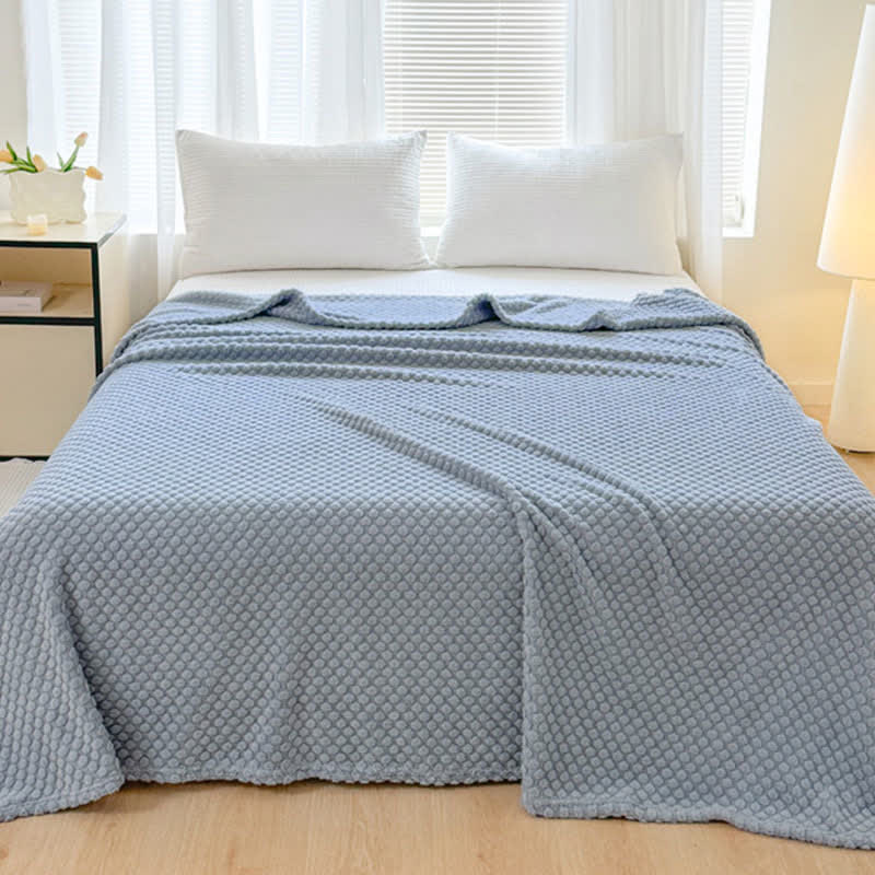 Couverture chaude en jacquard à pois - Bleu - 200 cm x 230 cm - image 16