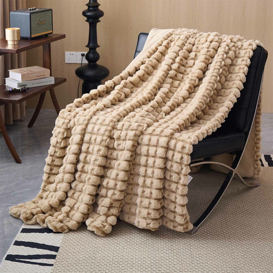 Couverture polaire moderne et luxueuse - chameau - 200 cm x 230 cm - image 0