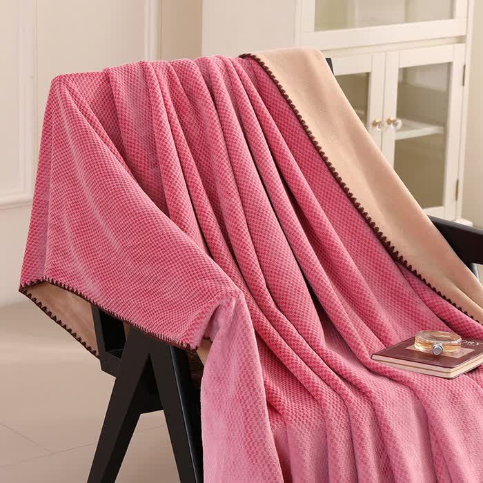 Couverture chaude en jacquard à carreaux - rose foncé - 2 taies d'oreiller - 48 cm x 74 cm - image 15