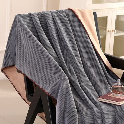 Couverture chaude en jacquard à carreaux - gris foncé - 2 taies d'oreiller - 48 cm x 74 cm - image 1