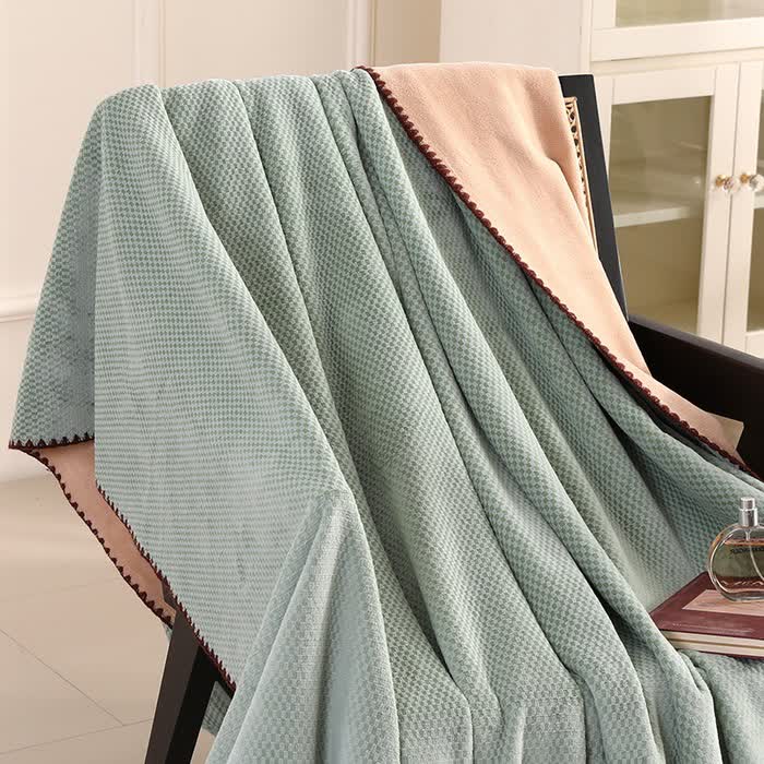 Couverture chaude en jacquard à carreaux - Vert - 2 taies d'oreiller - 48 cm x 74 cm - image 13