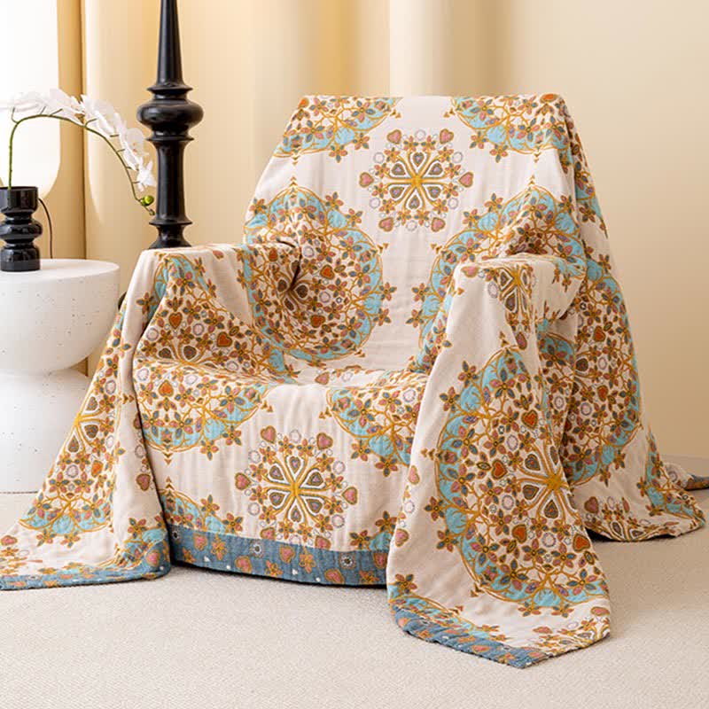 Couette vintage exotique en gaze de coton à motif floral - image 3