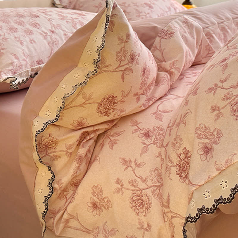 Parure de lit en dentelle de coton de style vintage à motif floral - image 7