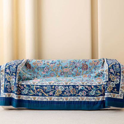 Couette en gaze de coton bleue à motif floral - image 2