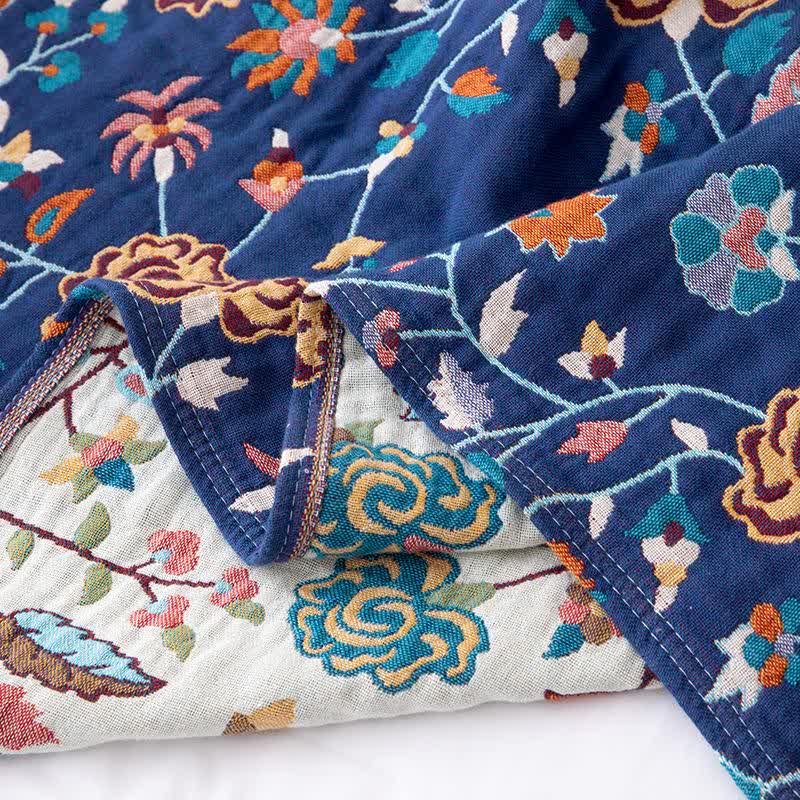 Couette rustique en gaze de coton à motif floral bleu - image 5