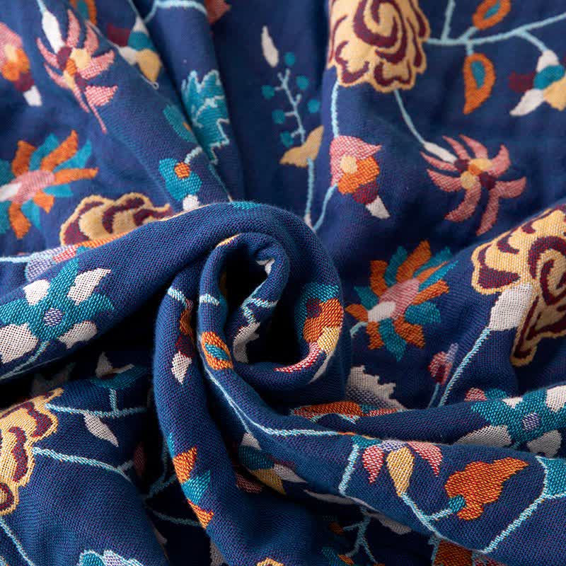 Couette rustique en gaze de coton à motif floral bleu - image 6