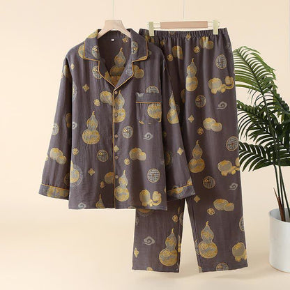 Ensemble de vêtements de détente en coton Persimmon de Auspicious Gourd - Hommes : Gris - XXL - image 4