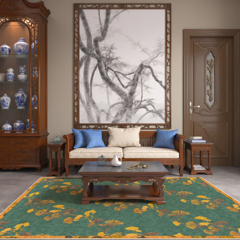 Tapis pliable antidérapant avec feuille de ginkgo pastorale - image 2