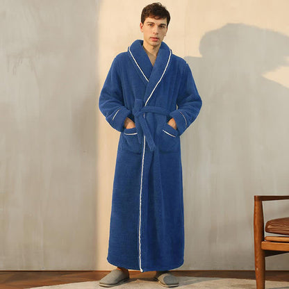 Ownkoti Pyjama polaire confortable, peignoir long - marin - Hommes : 3XL - image 8