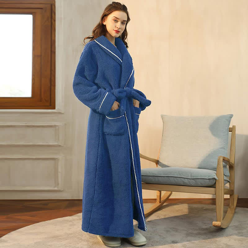 Ownkoti Pyjama polaire confortable, peignoir long - marin - Femmes : 3XL - image 7