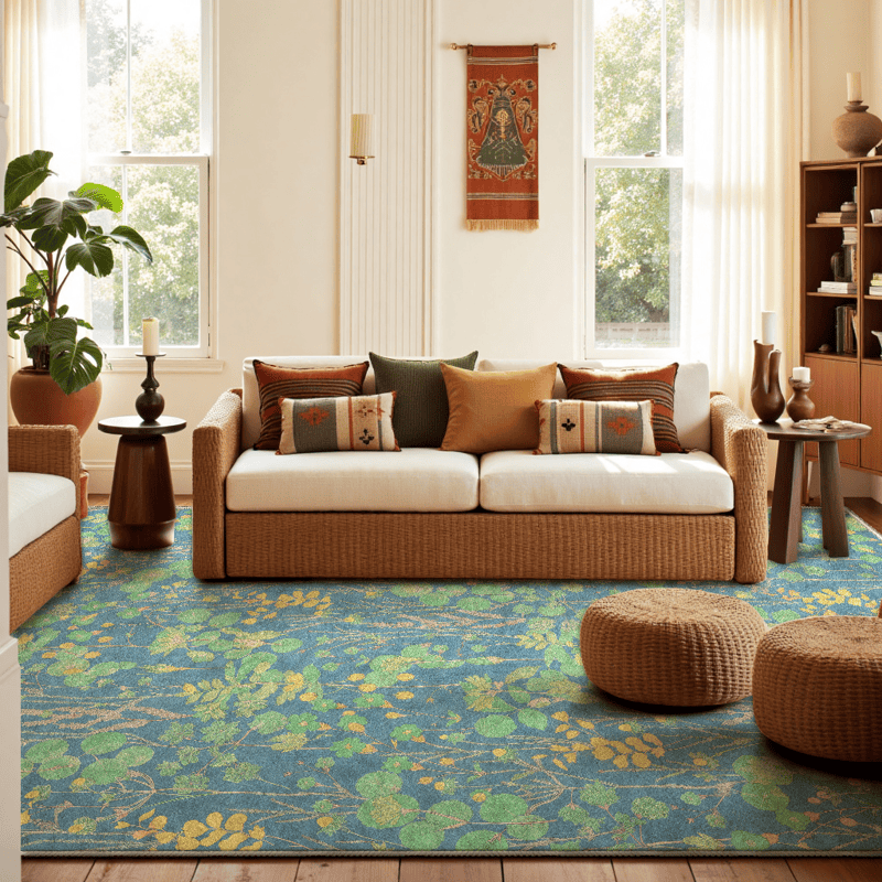 Tapis antidérapant et pliable « Étang de lotus » - 61" x 96" - image 0