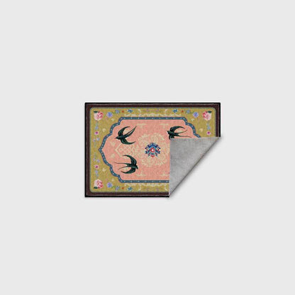 Tapis vintage antidérapant avec motif hirondelle orientale - image 2