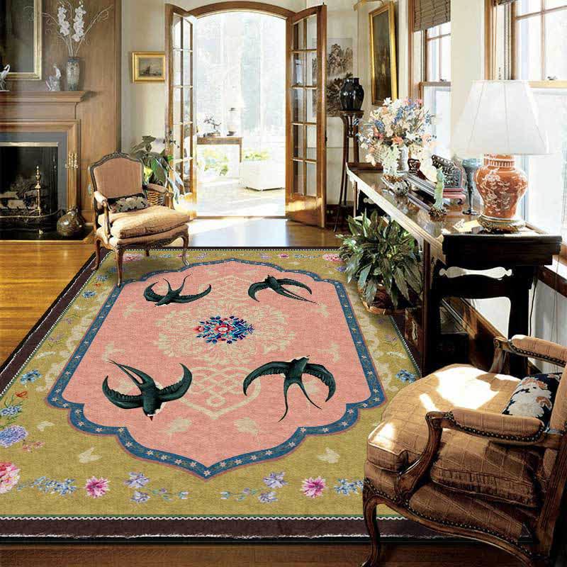 Tapis vintage antidérapant avec motif hirondelle orientale - image 1