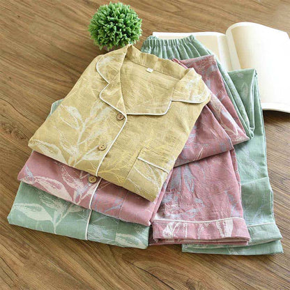 Ensemble pyjama en coton au motif de feuilles de bambou - image 2