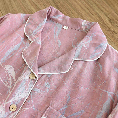 Ensemble pyjama en coton au motif de feuilles de bambou - image 7