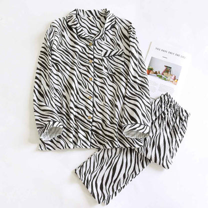 Ensemble pyjama moderne en gaze de coton à rayures zébrées - image 1