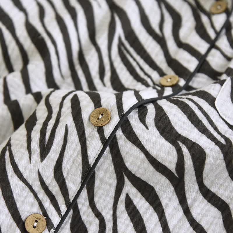 Ensemble pyjama moderne en gaze de coton à rayures zébrées - image 6