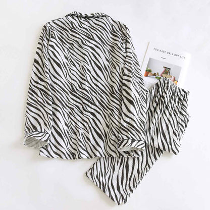 Ensemble pyjama moderne en gaze de coton à rayures zébrées - image 2