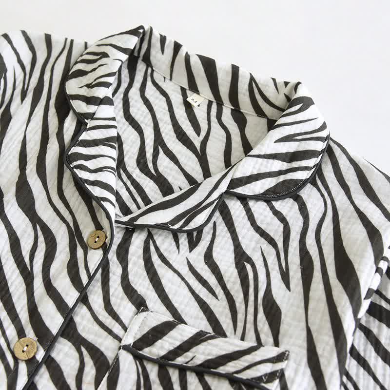 Ensemble pyjama moderne en gaze de coton à rayures zébrées - image 4