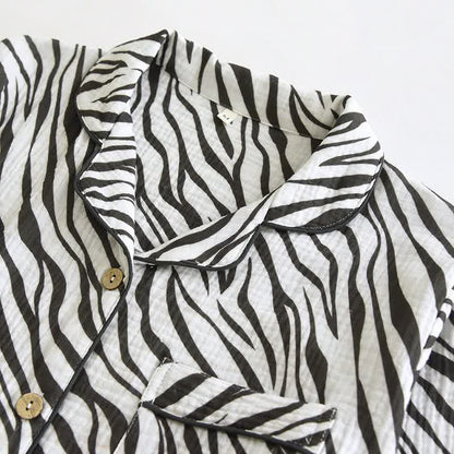 Ensemble pyjama moderne en gaze de coton à rayures zébrées - image 4
