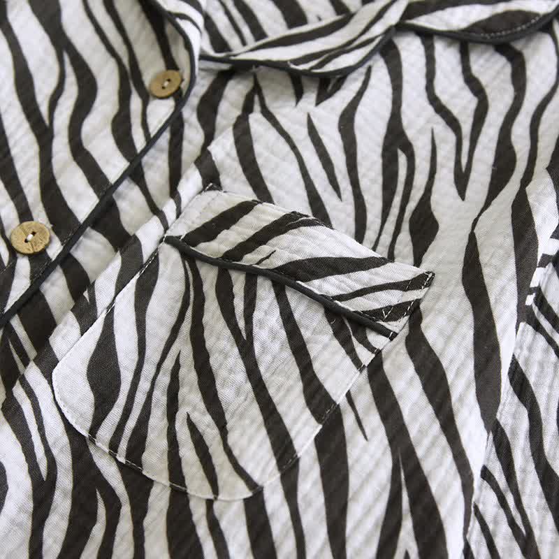 Ensemble pyjama moderne en gaze de coton à rayures zébrées - image 5