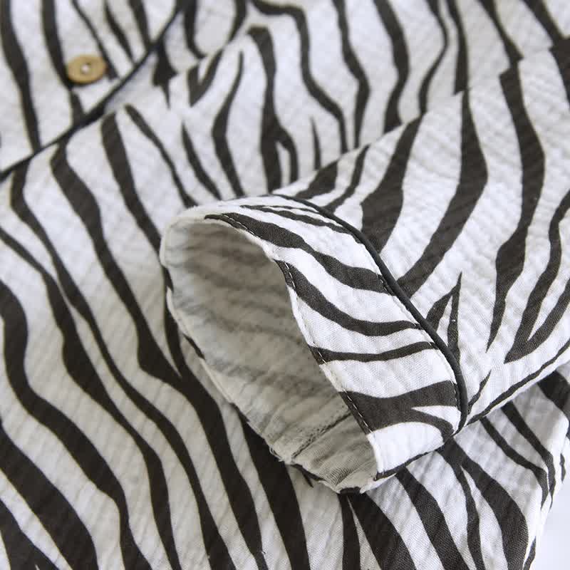 Ensemble pyjama moderne en gaze de coton à rayures zébrées - image 9