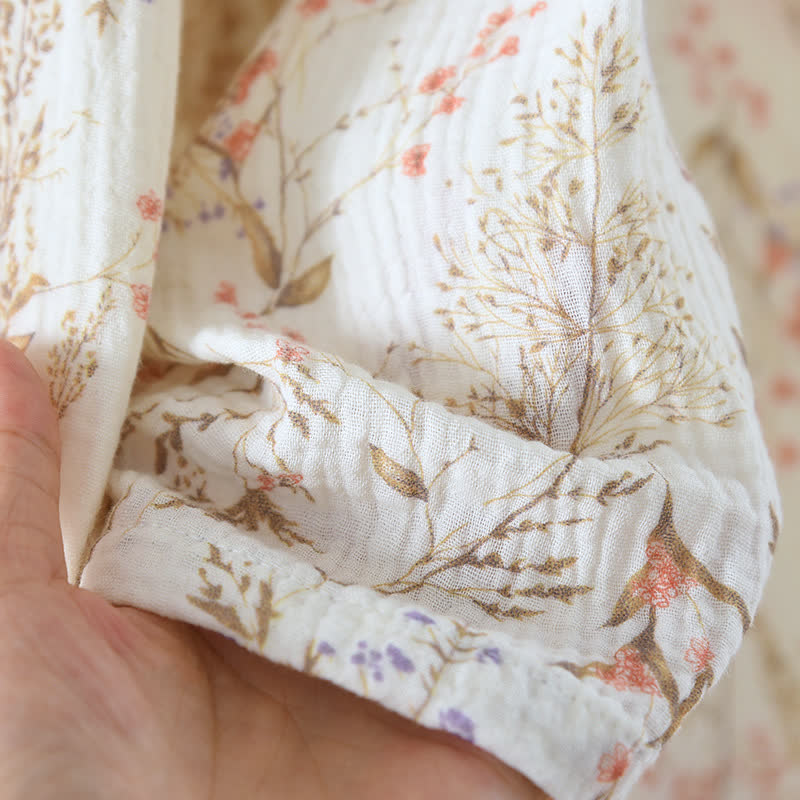 Ensemble pyjama en gaze de coton à motif floral discret - image 8