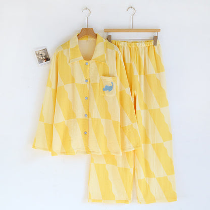 Ensemble pyjama en coton avec poche chat et motif à carreaux - image 2