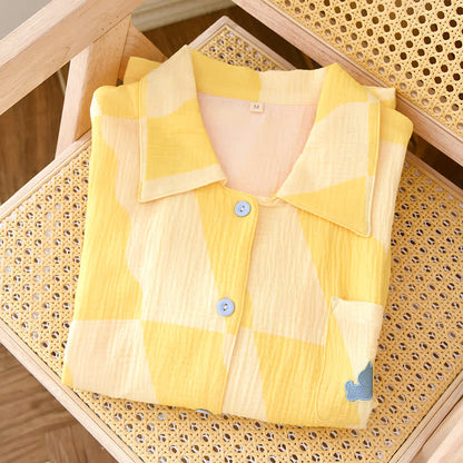 Ensemble pyjama en coton avec poche chat et motif à carreaux - image 4