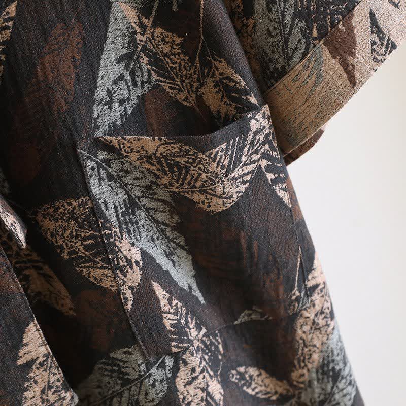 Peignoir en coton jacquard style kimono à motif feuilles - image 8
