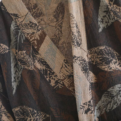 Peignoir en coton jacquard style kimono à motif feuilles - image 5