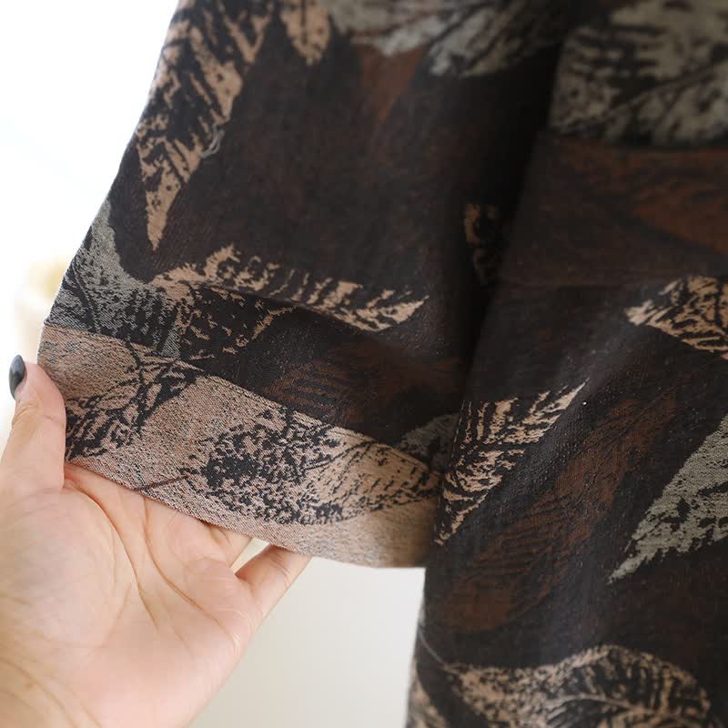 Peignoir en coton jacquard style kimono à motif feuilles - image 6