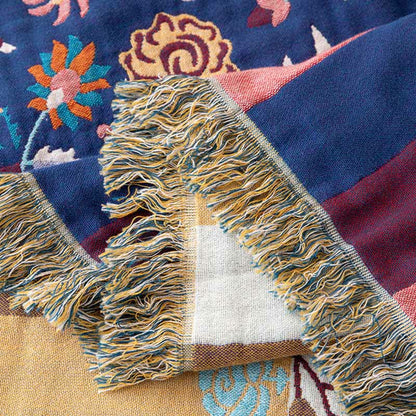Couette rustique en gaze de coton à motif floral bleu - image 4