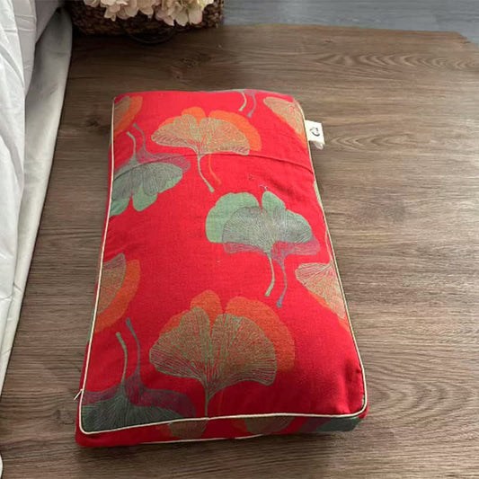 Taie d'oreiller en gaze de coton avec feuilles de ginkgo - 1 oreiller de sarrasin - Rouge - 33 cm x 60 cm - image 0