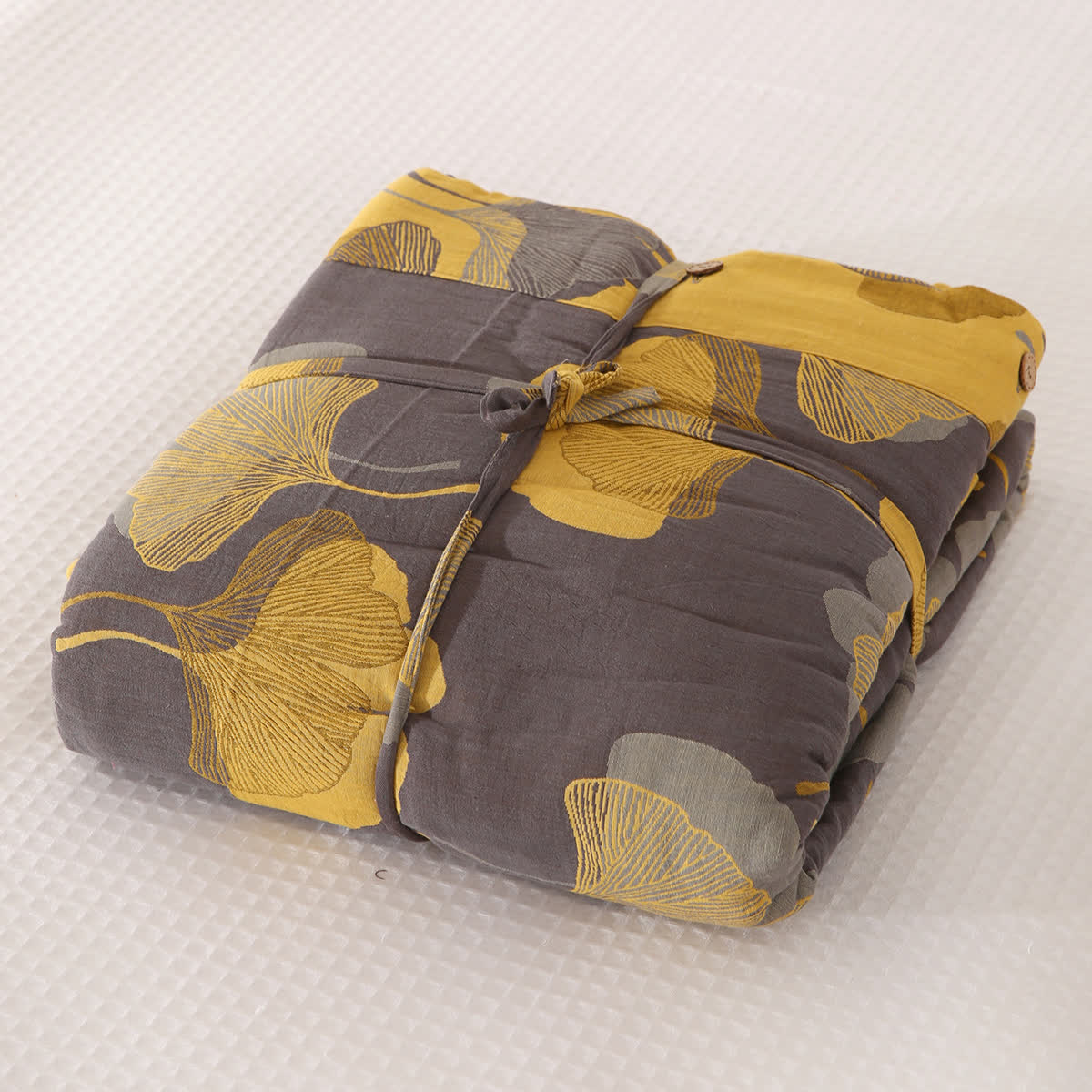 Couette en coton naturel de feuilles de ginkgo - Gris - 2 taies d'oreiller - 48 cm x 74 cm - image 5