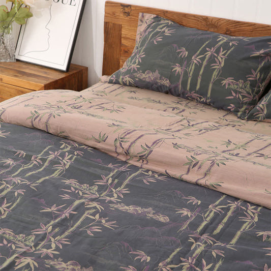 Linge de lit réversible en gaze de coton bambou - Gris - ensemble de literie - 200 cm x 230 cm - image 0
