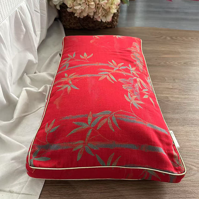 Taie d'oreiller en gaze de coton façon bambou - 1 oreiller de sarrasin - Rouge - 33 cm x 60 cm - image 1